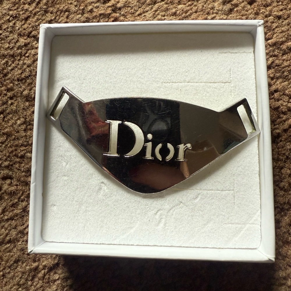 Dior Metallic Silver Logo Accessory
